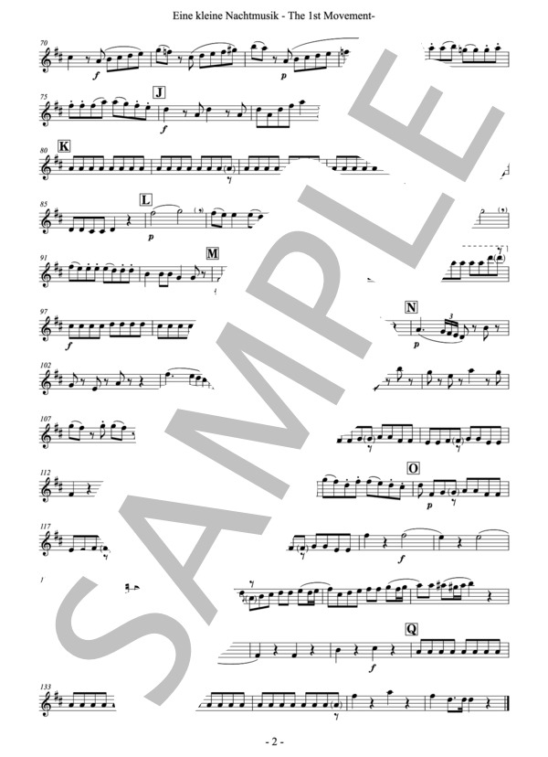 【フレキシブル4重奏】「アイネ・クライネ・ナハトムジーク」第一楽章（管楽合奏版）（パート譜：Part. II Eb A.Sax&A.Cl) 作曲：モーツァルト 編曲：小國晃一郎 (ヴォルフガング・アマデウス・モーツァルト) / アンサンブルパート その他 - サンプル譜面 2/2