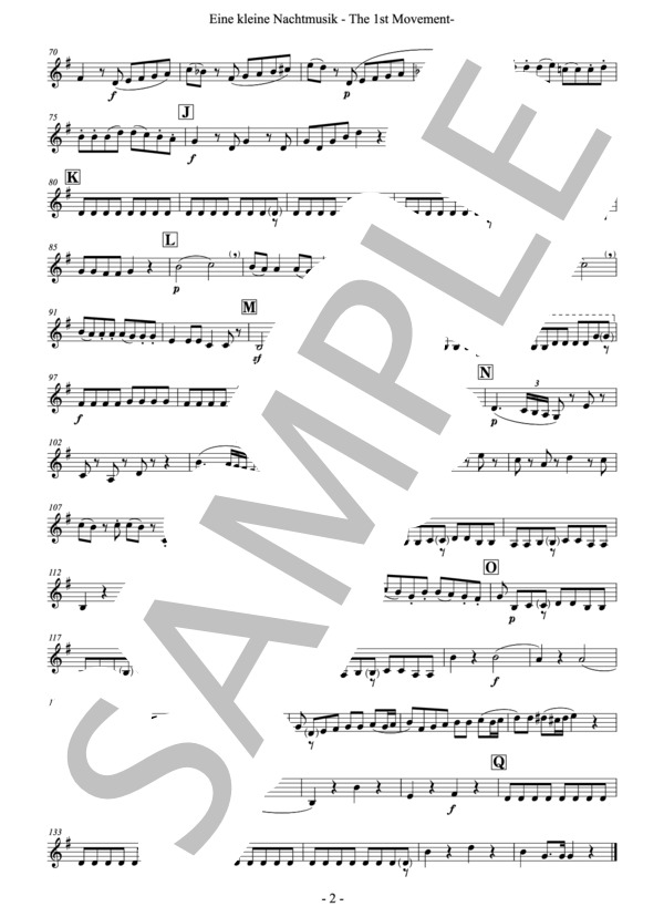 【フレキシブル4重奏】「アイネ・クライネ・ナハトムジーク」第一楽章（管楽合奏版）（パート譜：Part. II Bb Tp) 作曲：モーツァルト 編曲：小國晃一郎 (ヴォルフガング・アマデウス・モーツァルト) / アンサンブルパート その他 - サンプル譜面 2/2