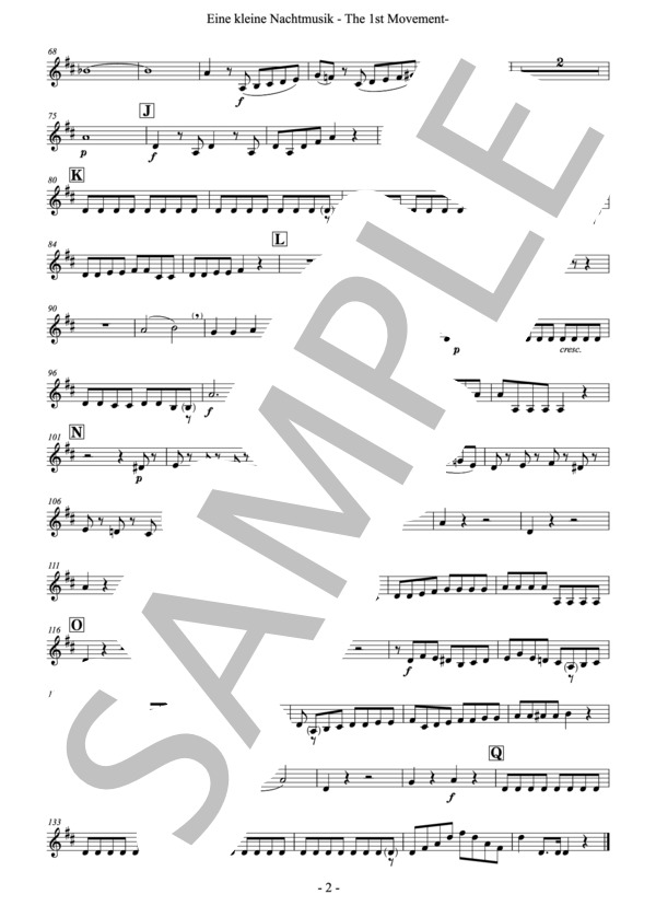 【フレキシブル4重奏】「アイネ・クライネ・ナハトムジーク」第一楽章（管楽合奏版）（パート譜：Part. IV Eb B Sax) 作曲：モーツァルト 編曲：小國晃一郎 (ヴォルフガング・アマデウス・モーツァルト) / アンサンブルパート その他 - サンプル譜面 2/2