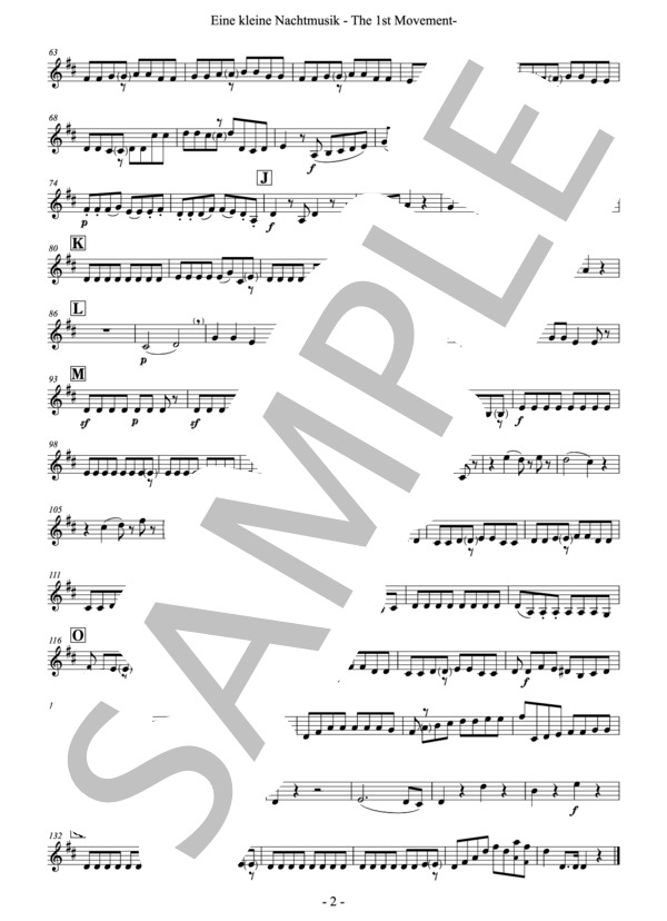 【フレキシブル4重奏】「アイネ・クライネ・ナハトムジーク」第一楽章（金管合奏版）（パート譜：Part. III Eb Alto Hrn) 作曲：モーツァルト 編曲：小國晃一郎 (ヴォルフガング・アマデウス・モーツァルト) / アンサンブルパート その他 - サンプル譜面 2/2