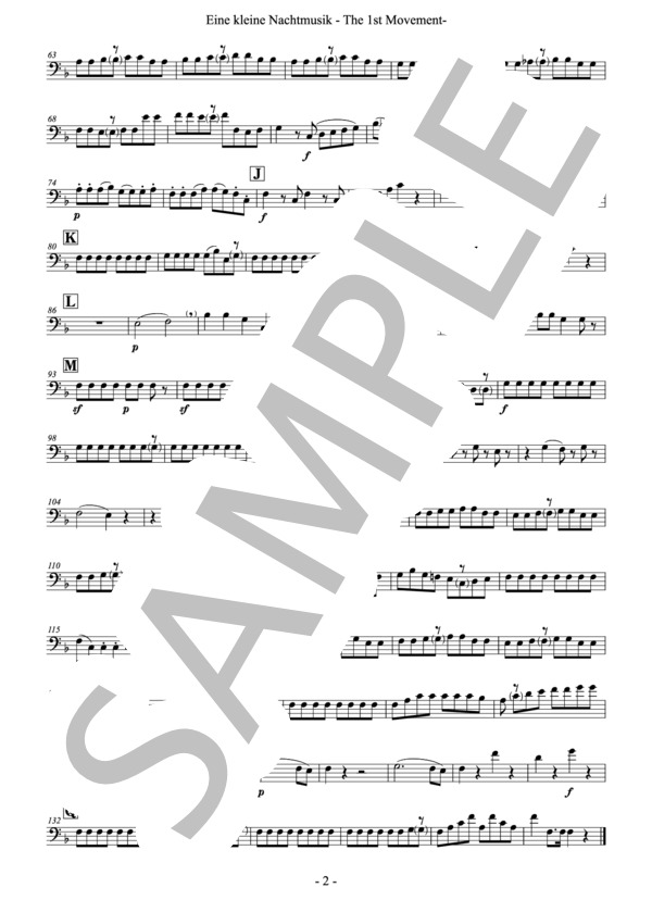 【フレキシブル4重奏】「アイネ・クライネ・ナハトムジーク」第一楽章（金管合奏版）（パート譜：Part. III Tb&Euph (B.C.)) 作曲：モーツァルト 編曲：小國晃一郎 (ヴォルフガング・アマデウス・モーツァルト) / アンサンブルパート その他 - サンプル譜面 2/2