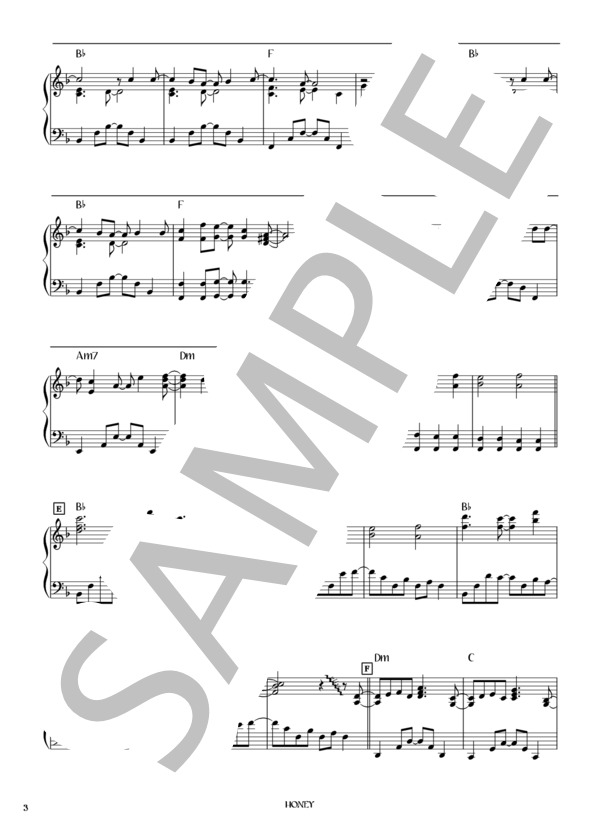 HONEY (L'Arc〜en〜Ciel) / ピアノソロ 初〜中級 - サンプル譜面 3/5