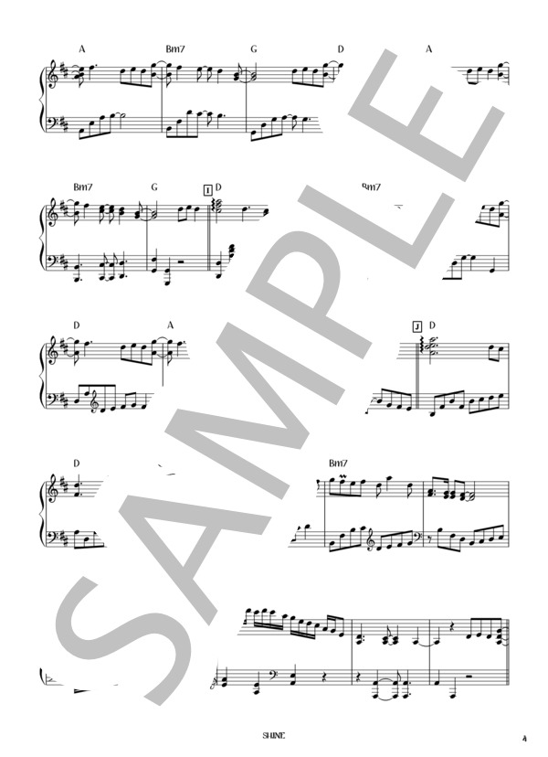 SHINE (L'Arc〜en〜Ciel) / ピアノソロ 初〜中級 - サンプル譜面 4/5