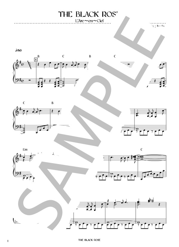 THE BLACK ROSE (L'Arc〜en〜Ciel) / ピアノソロ 初〜中級 - サンプル譜面 1/5