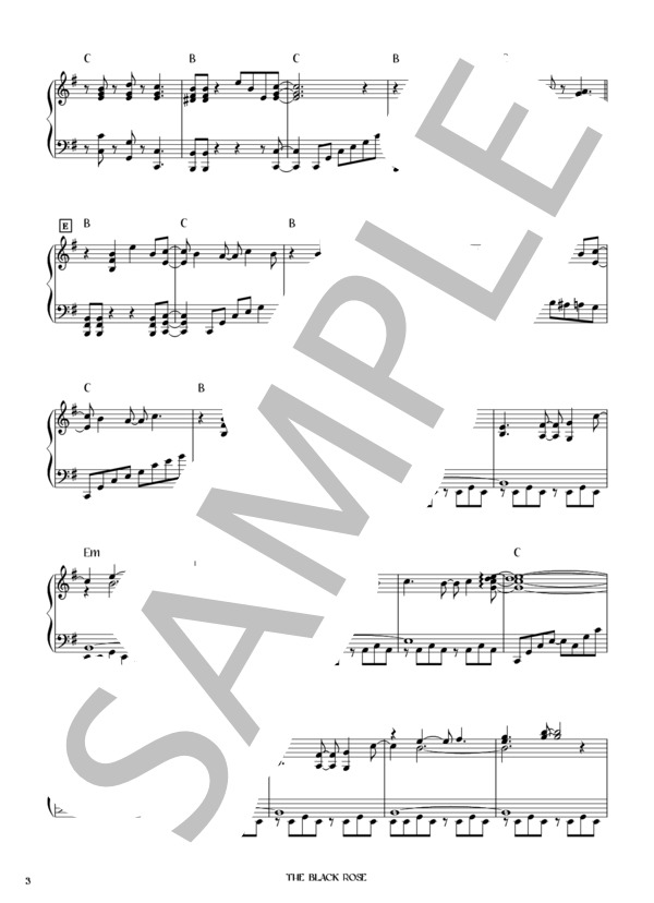 THE BLACK ROSE (L'Arc〜en〜Ciel) / ピアノソロ 初〜中級 - サンプル譜面 3/5