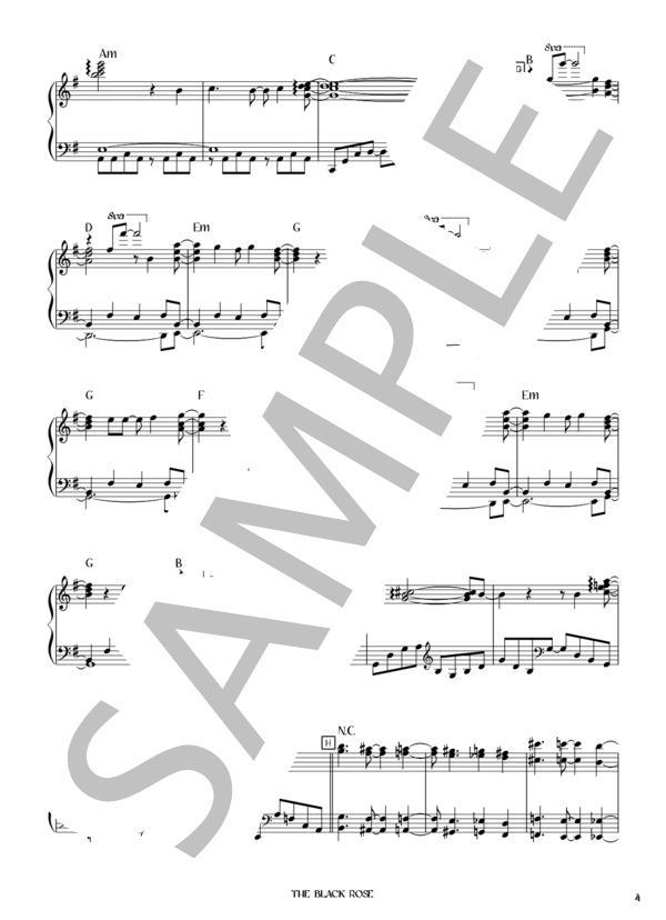 THE BLACK ROSE (L'Arc〜en〜Ciel) / ピアノソロ 初〜中級 - サンプル譜面 4/5