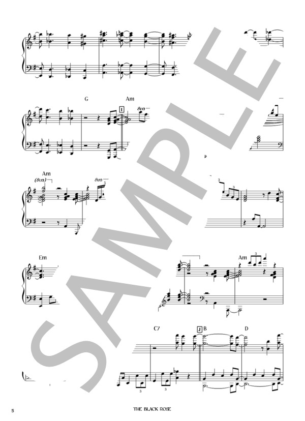 THE BLACK ROSE (L'Arc〜en〜Ciel) / ピアノソロ 初〜中級 - サンプル譜面 5/5