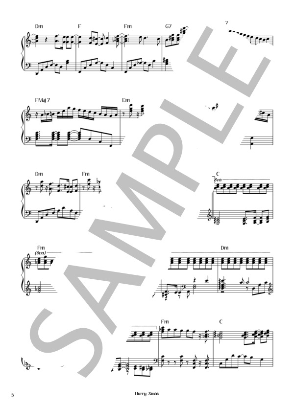 Hurry Xmas (L'Arc〜en〜Ciel) / ピアノソロ 初〜中級 - サンプル譜面 3/5