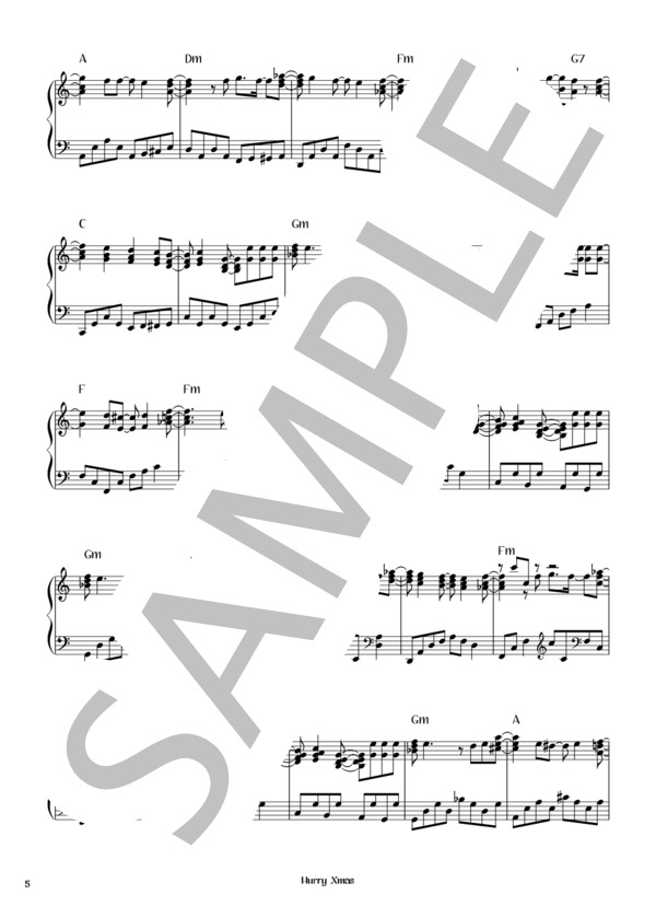 Hurry Xmas (L'Arc〜en〜Ciel) / ピアノソロ 初〜中級 - サンプル譜面 5/5