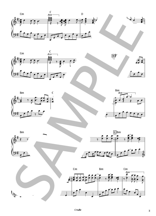 Cradle (L'Arc〜en〜Ciel) / ピアノソロ 初〜中級 - サンプル譜面 2/5