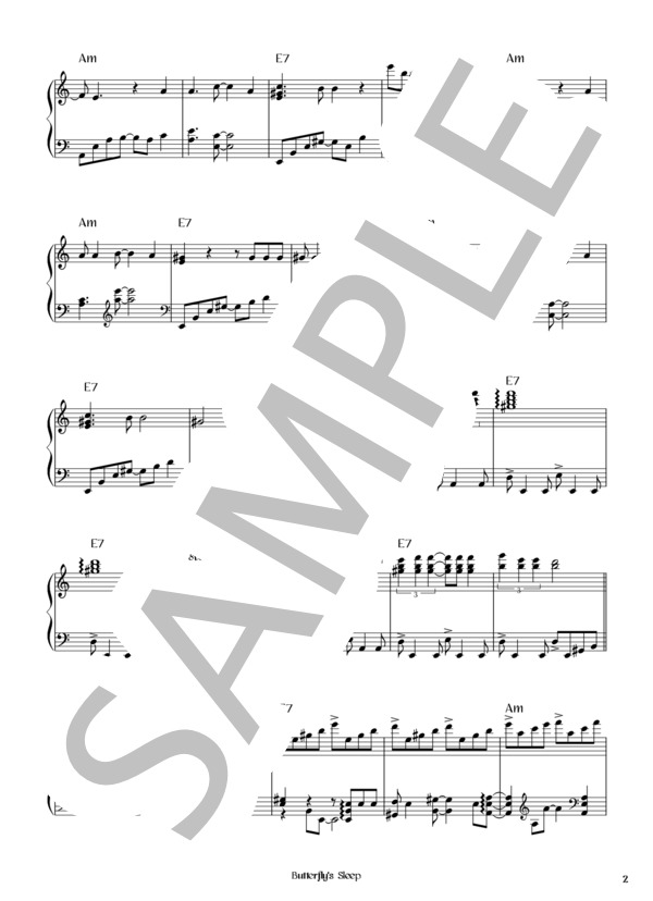 Butterfly's Sleep (L'Arc〜en〜Ciel) / ピアノソロ 初〜中級 - サンプル譜面 2/5