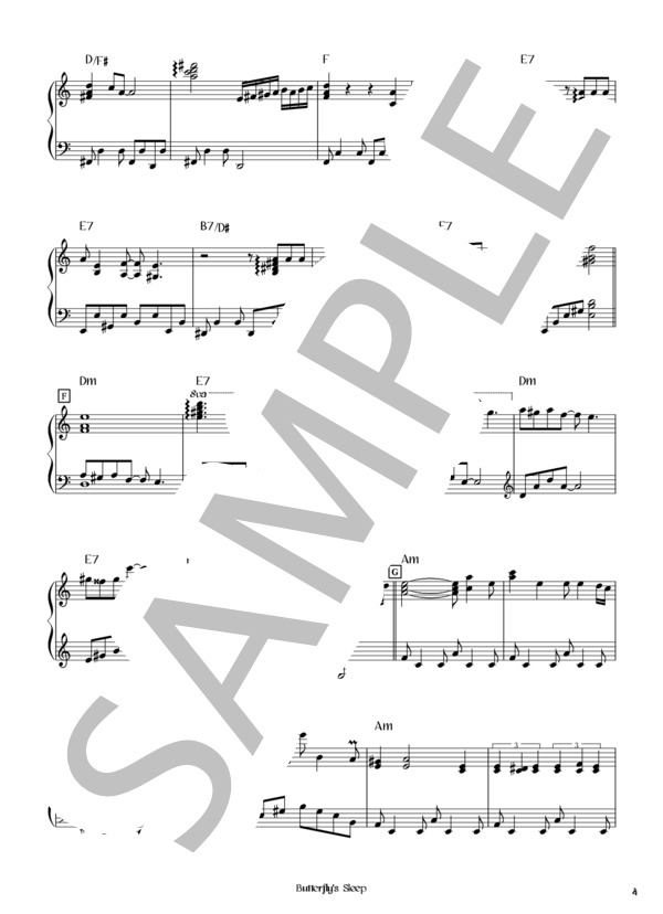 Butterfly's Sleep (L'Arc〜en〜Ciel) / ピアノソロ 初〜中級 - サンプル譜面 4/5