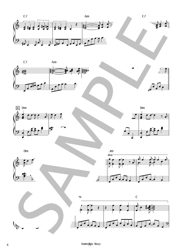 Butterfly's Sleep (L'Arc〜en〜Ciel) / ピアノソロ 初〜中級 - サンプル譜面 5/5