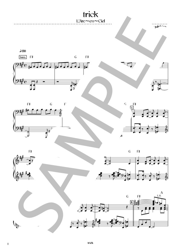 L'Arc en Ciel ピアノソロ 楽譜 ラルク SUPER ARTIST3 楽譜】trick / L'Arc〜en〜Ciel (ピアノソロ / 初〜中級
