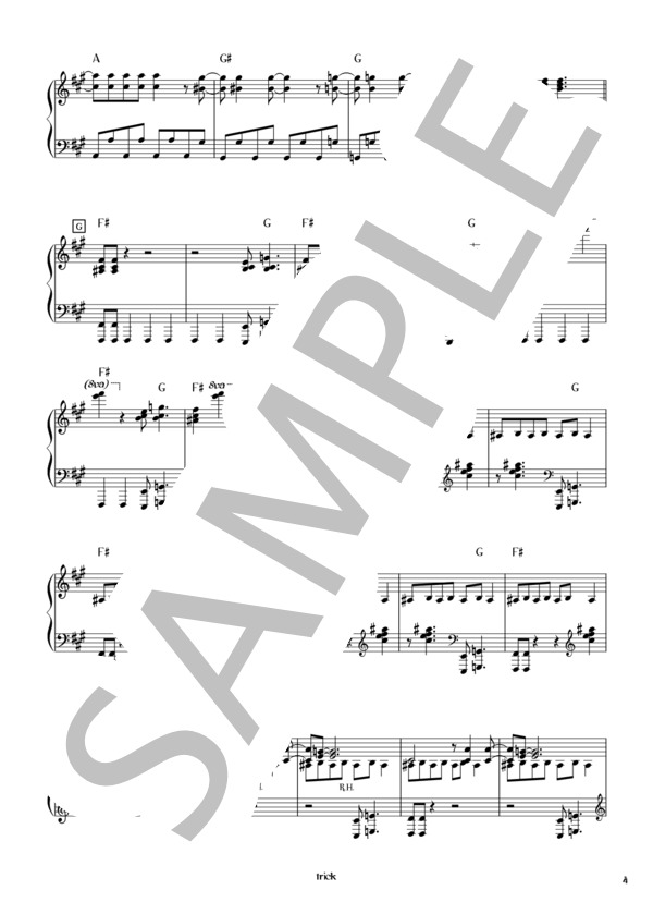 楽譜】trick / L'Arc〜en〜Ciel (ピアノソロ / 初〜中級