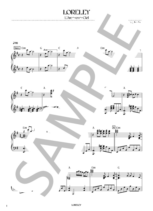 L'Arc en Ciel ピアノソロ 楽譜 ラルク SUPER ARTIST3 楽譜】LORELEY / L'Arc〜en〜Ciel (ピアノソロ / 初〜中級