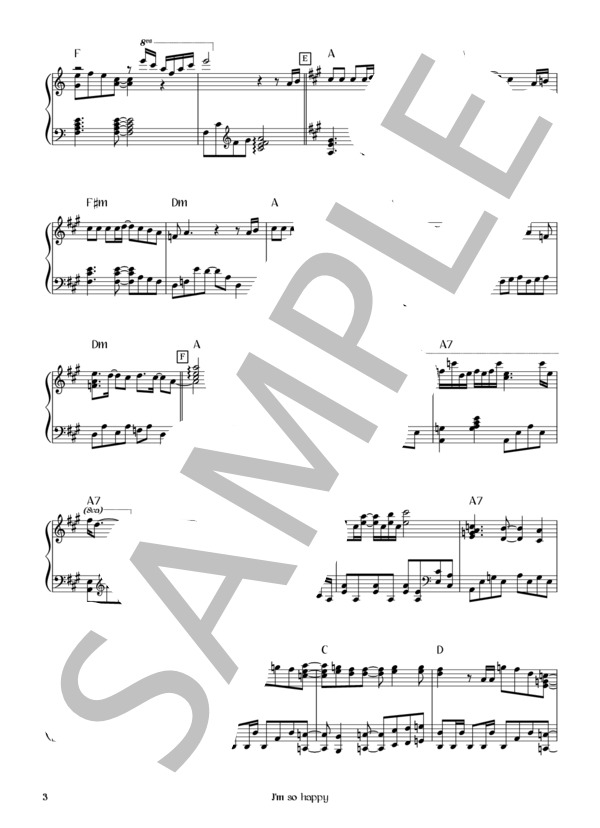 I'm so happy (L'Arc〜en〜Ciel) / ピアノソロ 初〜中級 - サンプル譜面 3/5