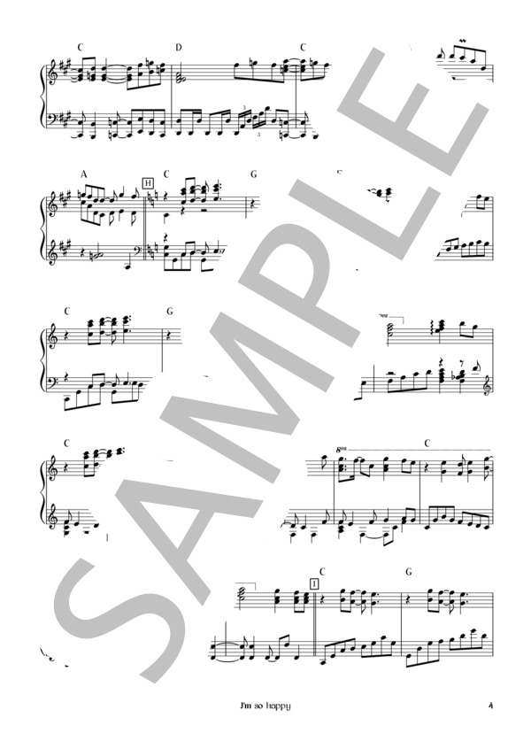 I'm so happy (L'Arc〜en〜Ciel) / ピアノソロ 初〜中級 - サンプル譜面 4/5