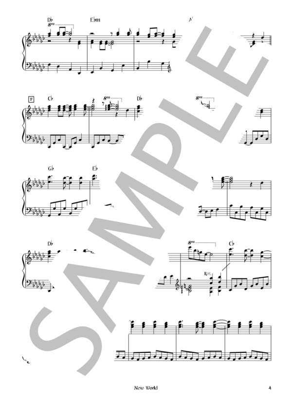 New World (L'Arc〜en〜Ciel) / ピアノソロ 初〜中級 - サンプル譜面 4/5