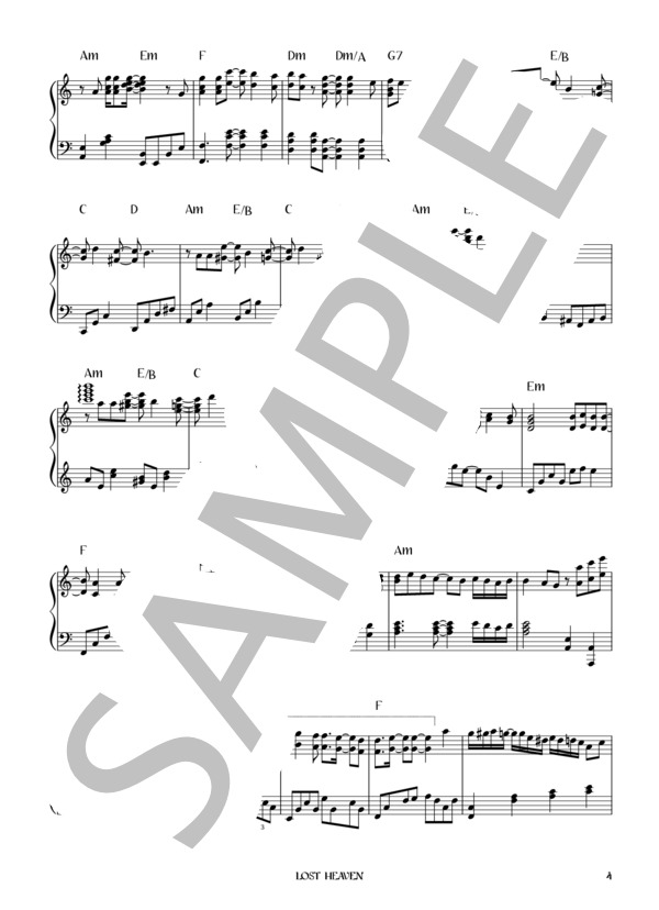 LOST HEAVEN (L'Arc〜en〜Ciel) / ピアノソロ 初〜中級 - サンプル譜面 4/5