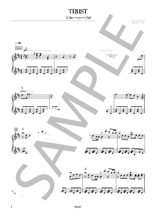 TRUST (L’Arc～en～Ciel) / ピアノソロ 初〜中級 - サンプル譜面 1/5
