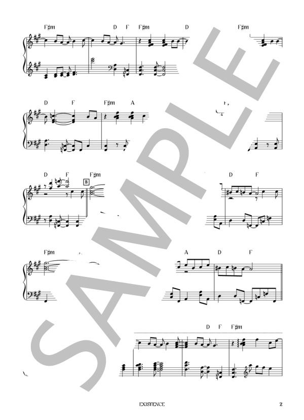 楽譜】EXISTENCE / L'Arc〜en〜Ciel (ピアノソロ / 初〜中級