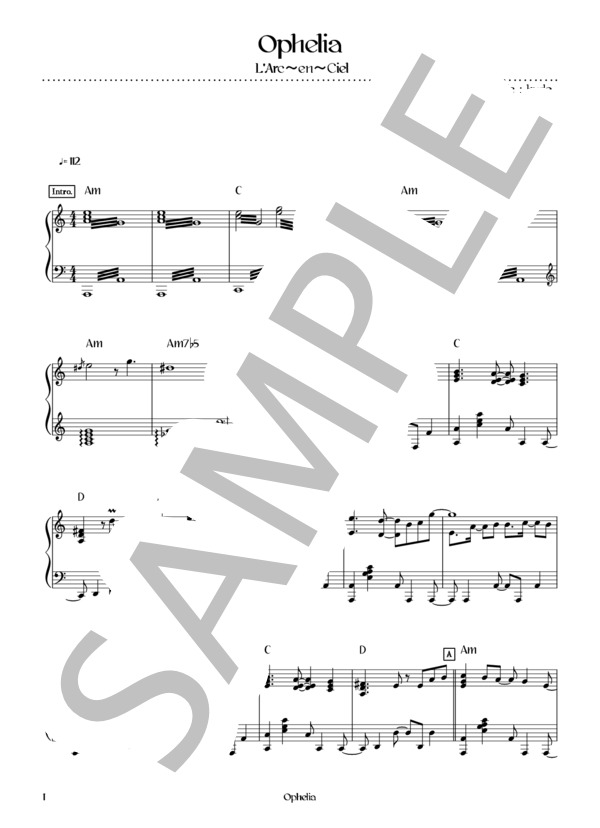 楽譜】Ophelia / L'Arc〜en〜Ciel (ピアノソロ / 初〜中級) - Piascore