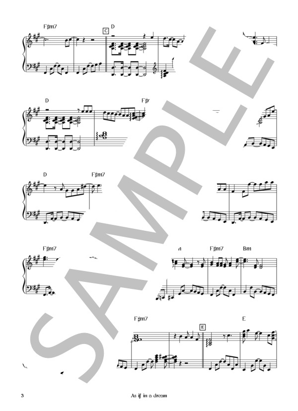 As if in a dream (L'Arc〜en〜Ciel) / ピアノソロ 初〜中級 - サンプル譜面 3/5