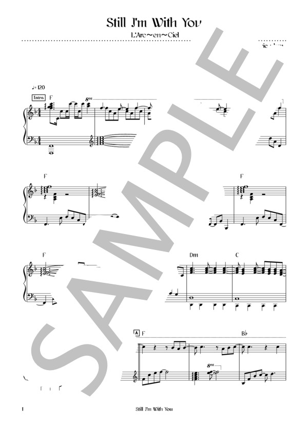 Still I'm With You (L'Arc〜en〜Ciel) / ピアノソロ 初〜中級 - サンプル譜面 1/5