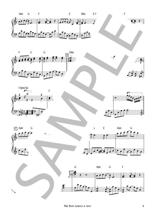 The Rain Leaves a Scar (L'Arc〜en〜Ciel) / ピアノソロ 初〜中級 - サンプル譜面 2/5