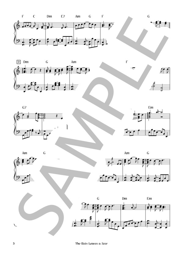 The Rain Leaves a Scar (L'Arc〜en〜Ciel) / ピアノソロ 初〜中級 - サンプル譜面 3/5