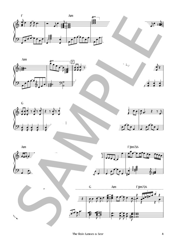 The Rain Leaves a Scar (L'Arc〜en〜Ciel) / ピアノソロ 初〜中級 - サンプル譜面 4/5
