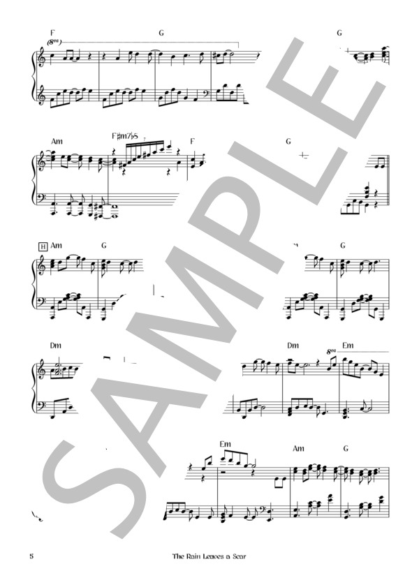 The Rain Leaves a Scar (L'Arc〜en〜Ciel) / ピアノソロ 初〜中級 - サンプル譜面 5/5