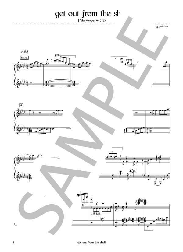 get out from the shell (L'Arc〜en〜Ciel) / ピアノソロ 初〜中級 - サンプル譜面 1/5