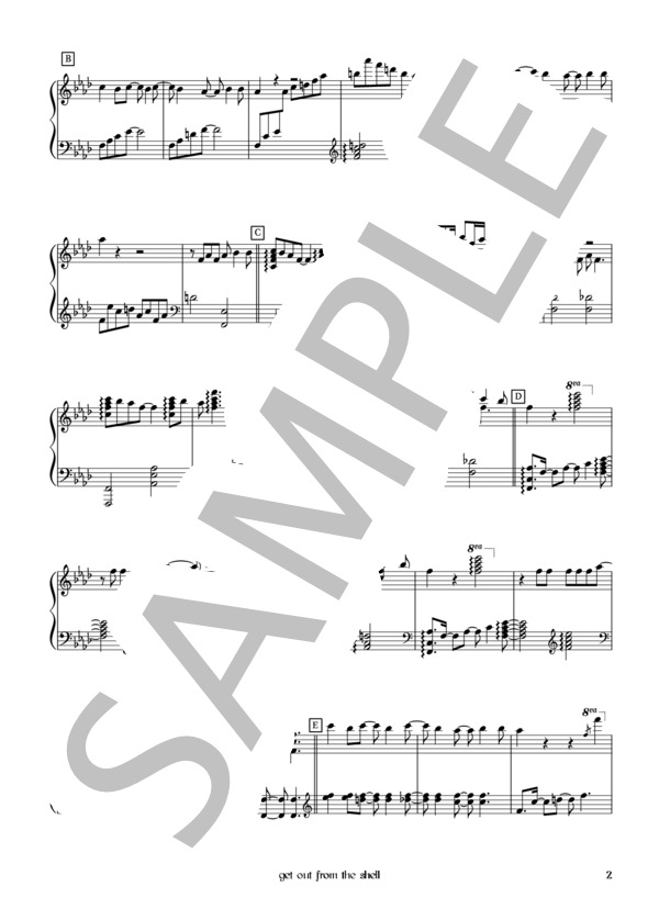 get out from the shell (L'Arc〜en〜Ciel) / ピアノソロ 初〜中級 - サンプル譜面 2/5