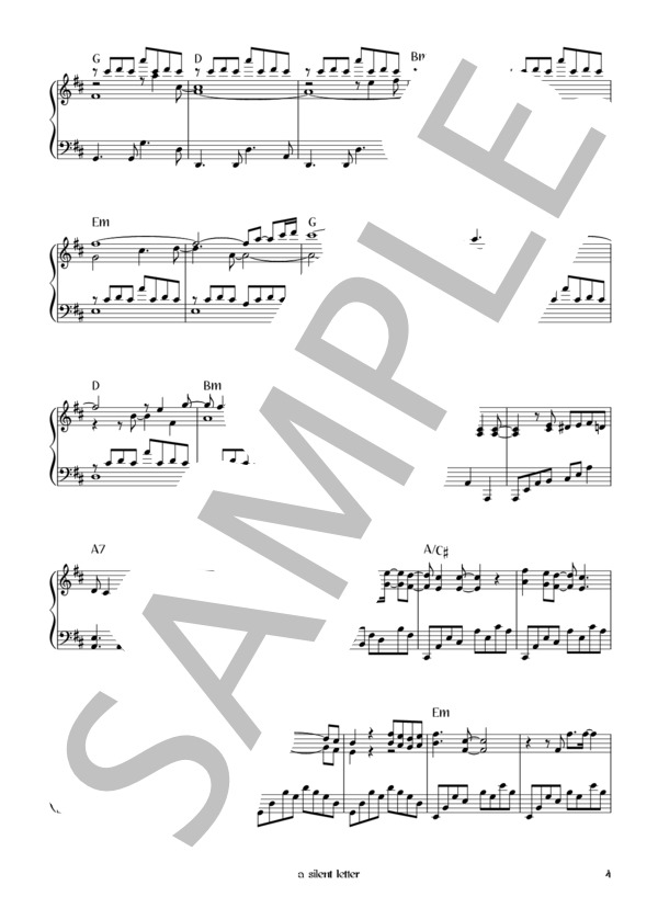 a silent letter (L'Arc〜en〜Ciel) / ピアノソロ 初〜中級 - サンプル譜面 4/5