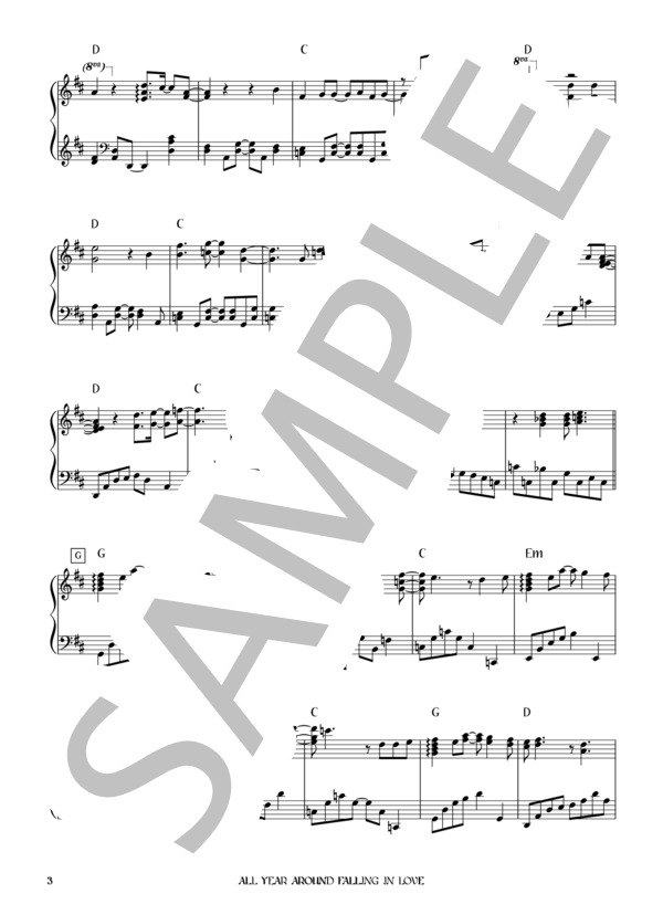 ALL YEAR AROUND FALLING IN LOVE (L'Arc〜en〜Ciel) / ピアノソロ 初〜中級 - サンプル譜面 3/5