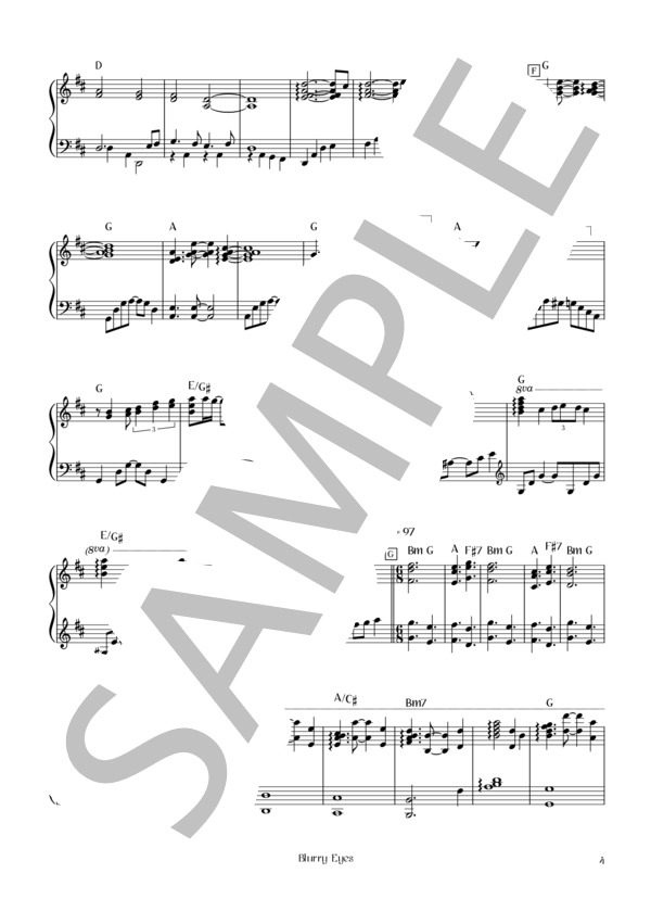 【楽譜】Blurry Eyes / L’Arc～en～Ciel (ピアノソロ / 初〜中級) Piascore 楽譜ストア