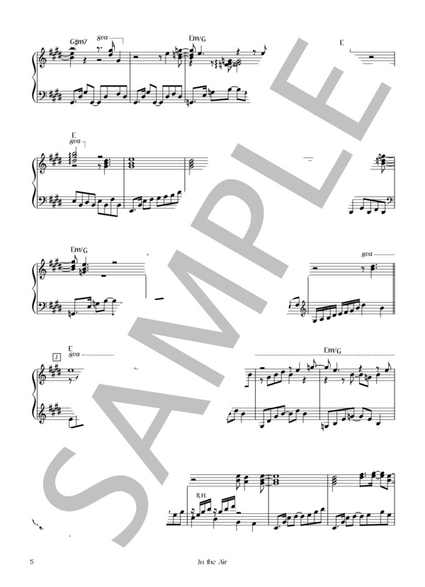 In the Air (L'Arc〜en〜Ciel) / ピアノソロ 初〜中級 - サンプル譜面 5/5