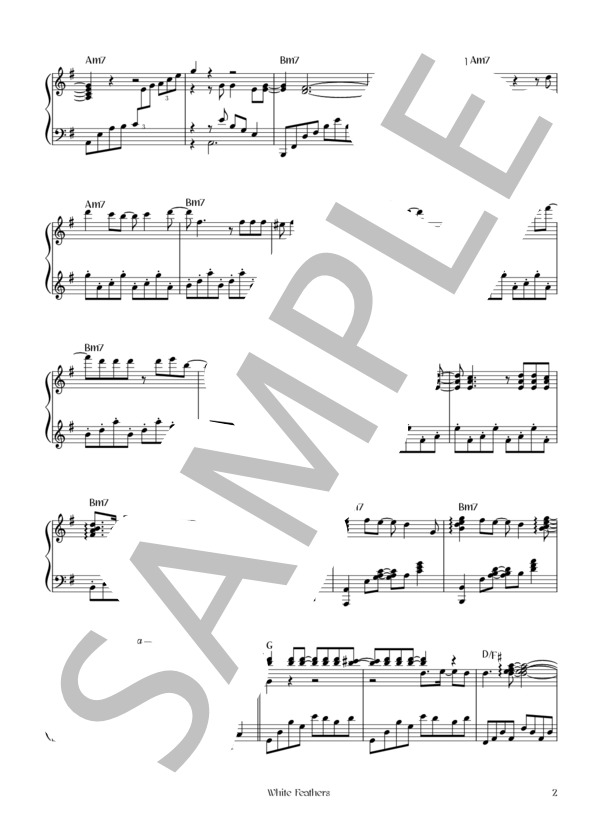 White Feathers (L’Arc～en～Ciel) / ピアノソロ 初〜中級 - サンプル譜面 2/5
