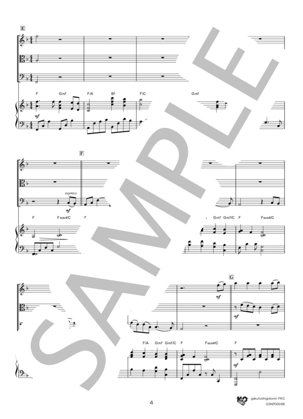 花は咲く (花は咲くプロジェクト) / アンサンブルピアノ＋他楽器 中級 - サンプル譜面 4/5