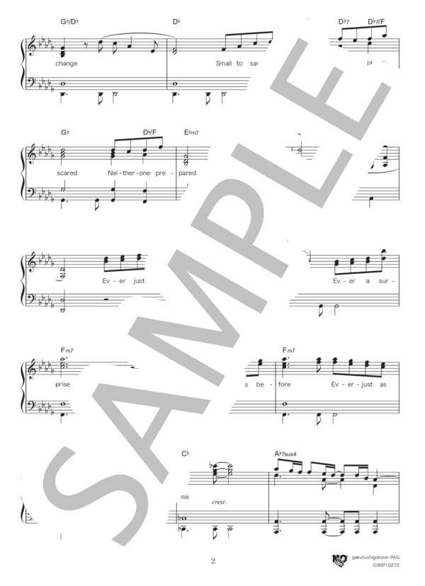 美女と野獣（オリジナルキー） (アリアナ・グランデ) / ピアノソロ 中級 - サンプル譜面 2/5