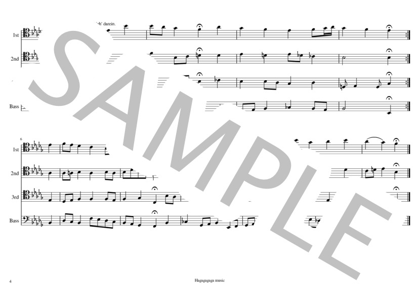 低音金管楽器のための「4声のコラール集」作品1-5 (ヨハン・セバスチャン・バッハ) / アンサンブル金管 中〜上級 - サンプル譜面 4/5