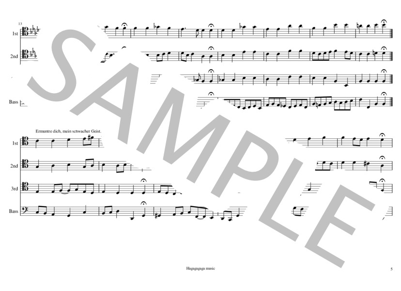 低音金管楽器のための「4声のコラール集」作品6-10 (ヨハン・セバスチャン・バッハ) / アンサンブル金管 中〜上級 - サンプル譜面 5/5