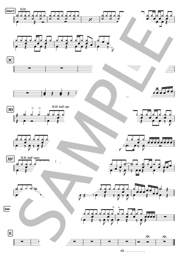 『ハルノヒ』 あいみょん ドラム譜 3ページ / その他 - サンプル譜面 3/3