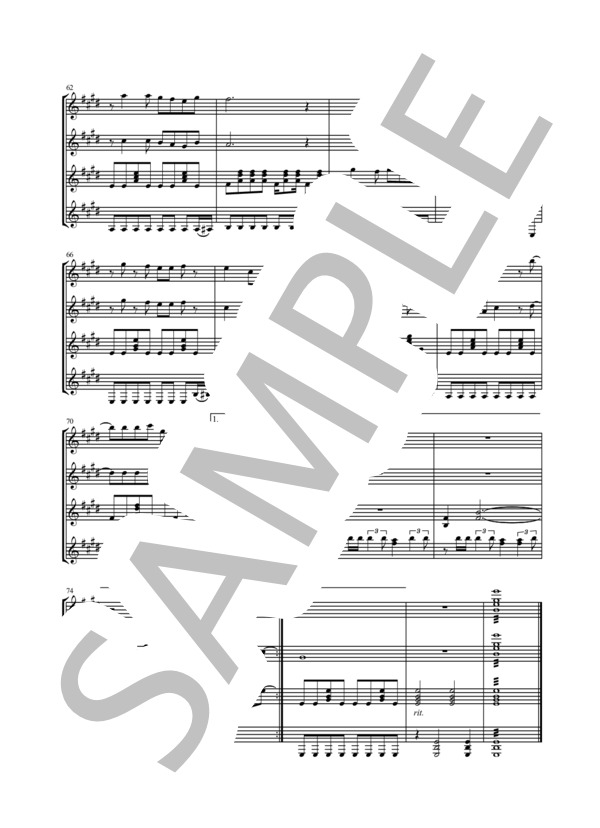 【ギター四重奏】おどるポンポコリン (織田 哲郎) / ギター室内楽 初〜中級 - サンプル譜面 5/5