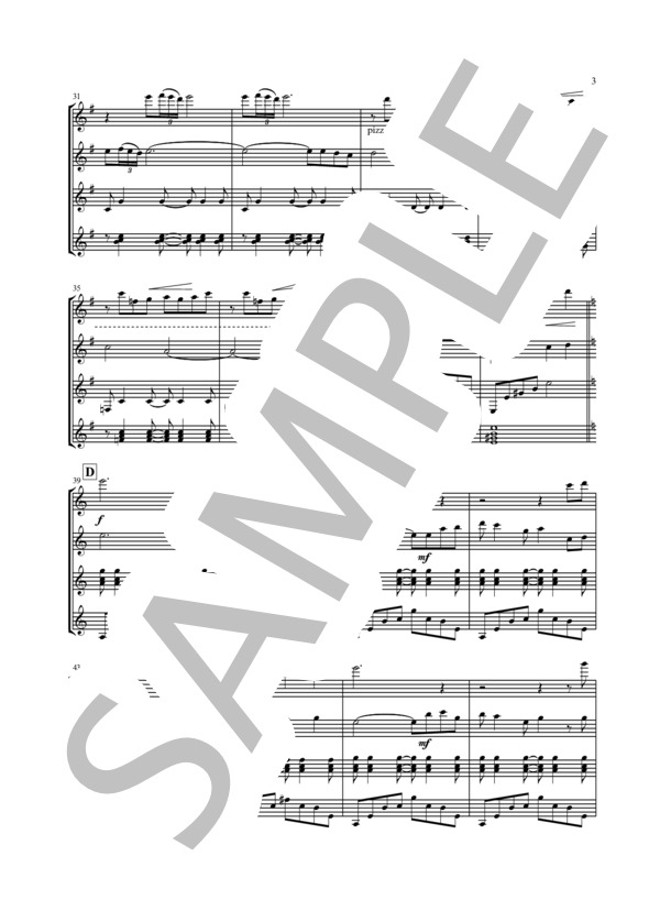 【ギター四重奏】「風の伝説」風の谷のナウシカより (久石 譲) / ギター重奏 中級 - サンプル譜面 3/5