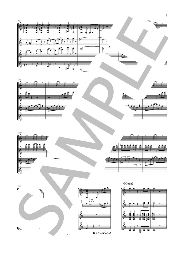 【ギター四重奏】Moliend Cafe(コーヒー・ルンバ） (ホセ ・マンソ・ペローニ) / ギター重奏 中級 - サンプル譜面 5/5