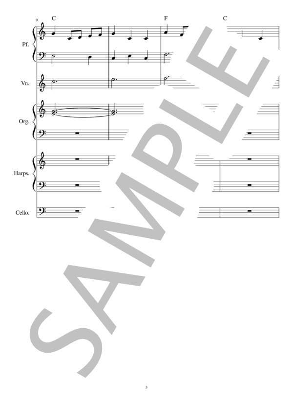 メヌエット ト長調（ハ長調Ver) / J.S.バッハ-カタカナ&指番号付 (バッハ ヨハン・セバスティアン) / アンサンブルピアノ＋他楽器 入門〜初級 - サンプル譜面 3/5