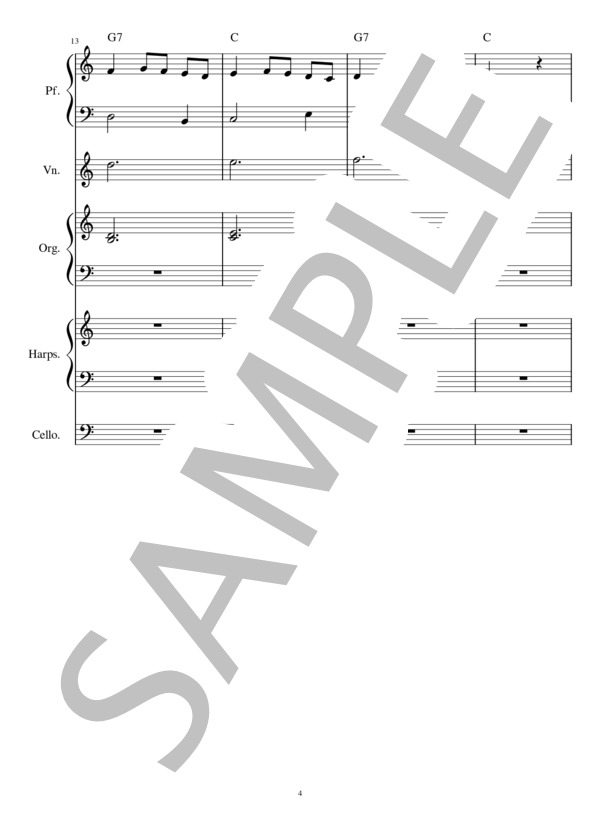 メヌエット ト長調（ハ長調Ver) / J.S.バッハ-カタカナ&指番号付 (バッハ ヨハン・セバスティアン) / アンサンブルピアノ＋他楽器 入門〜初級 - サンプル譜面 4/5